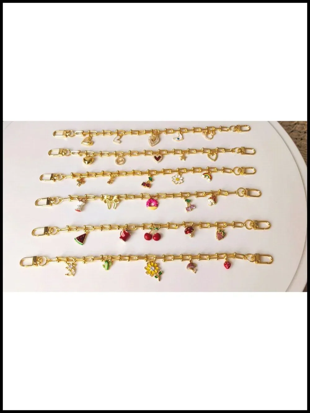 18K Gold Plated Heart Bag Charms with Zirconia Pendants
